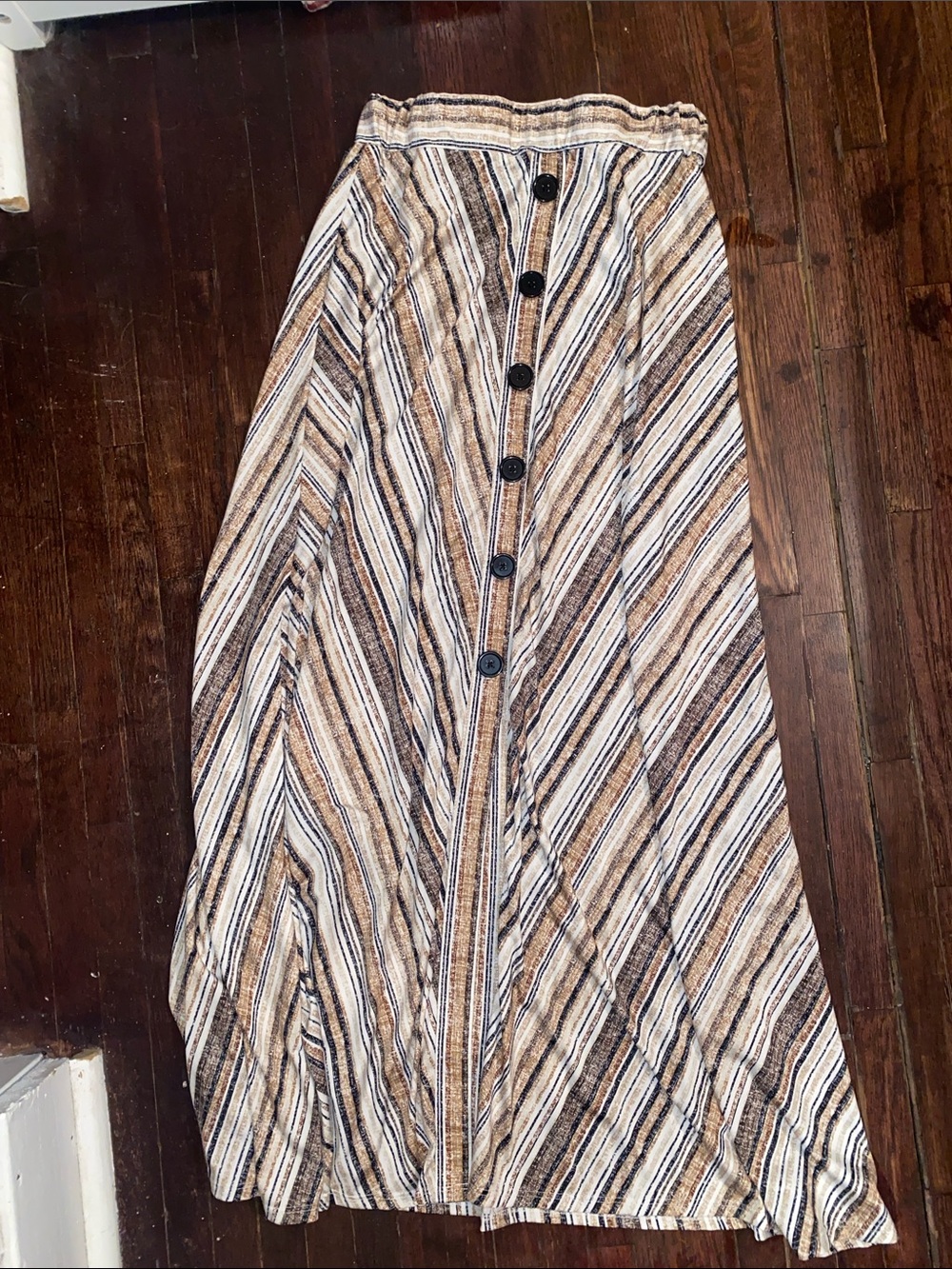 Robert Louis Striped Maxi Skirt in Brown, Black and White